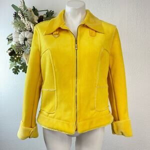 Worth Bright Yellow Faux Suede Jacket Size 12